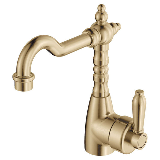 Fienza Eleanor Shepherds Crook Basin Mixer, Urban Brass - Urban Brass