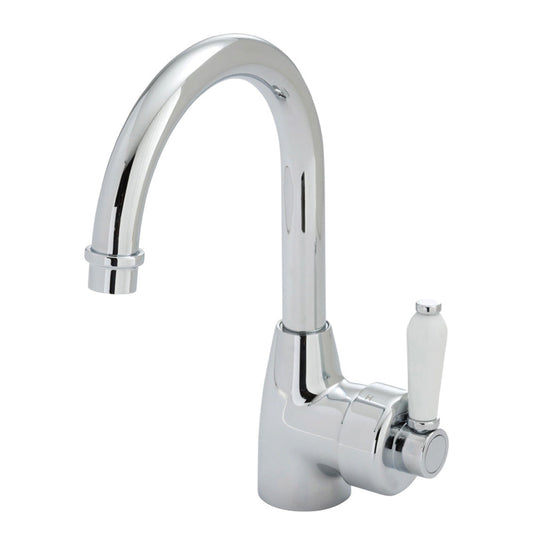 Fienza Eleanor Gooseneck Basin Mixer Chrome with Ceramic Handle