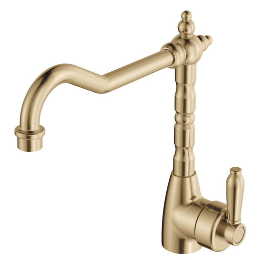 Fienza Eleanor Shepherds Crook Sink Mixer, Urban Brass - Urban Brass