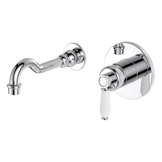 Fienza Eleanor Wall Basin-Bath Mixer Set, Chrome - Ceramic