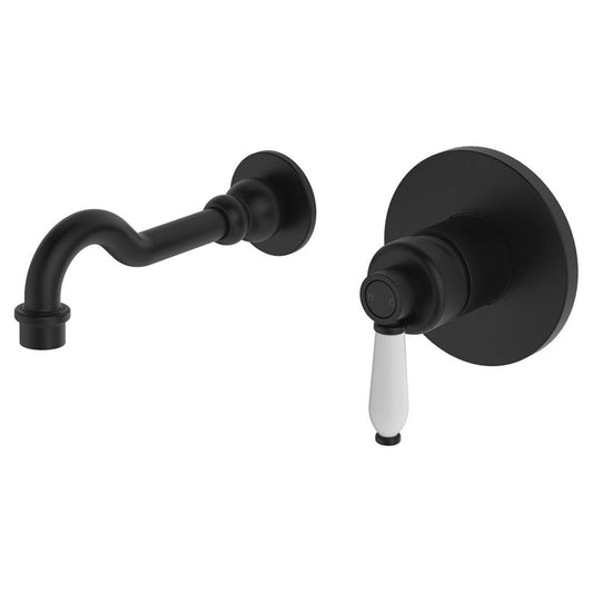 Fienza Eleanor Wall Basin-Bath Mixer Set, Matte Black - Ceramic
