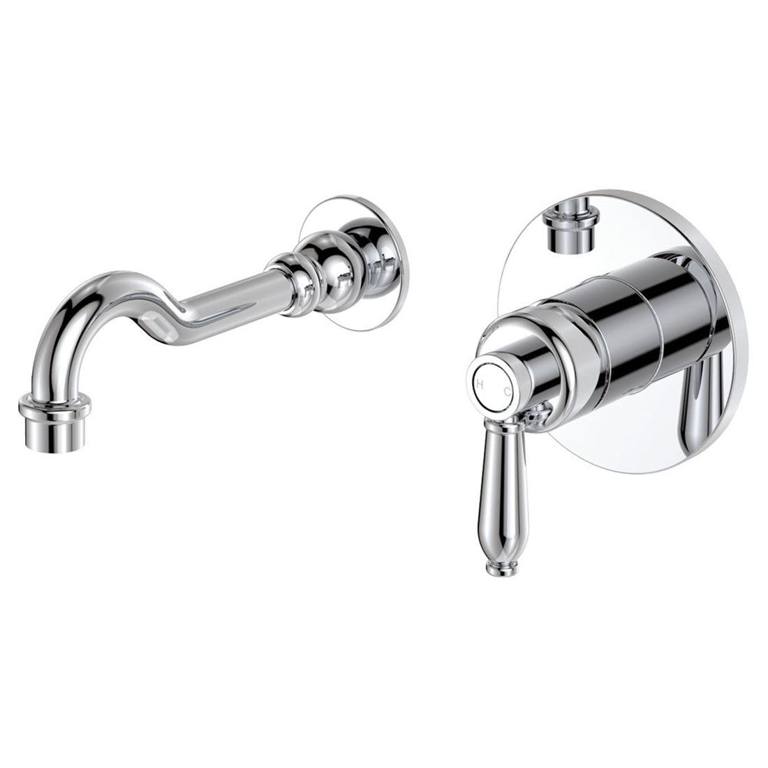 Fienza Eleanor Wall Basin-Bath Mixer Set, Chrome - Chrome