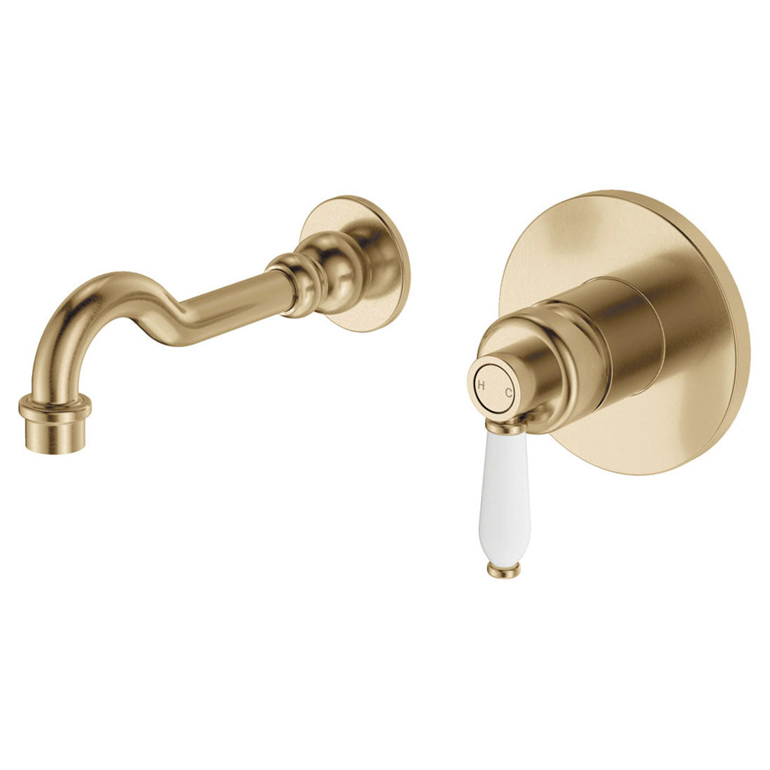 Fienza Eleanor Wall Basin-Bath Mixer Set, Ceramic - Urban Brass