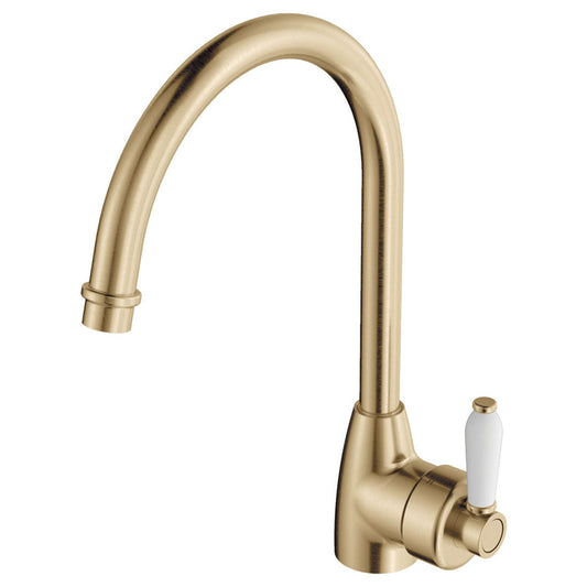 Fienza Eleanor Gooseneck Sink Mixer, Urban Brass - Ceramic