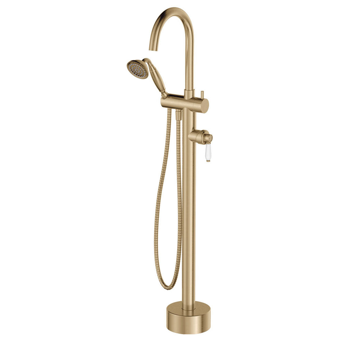 Fienza Eleanor Floor Mixer & Shower, Urban Brass - Ceramic