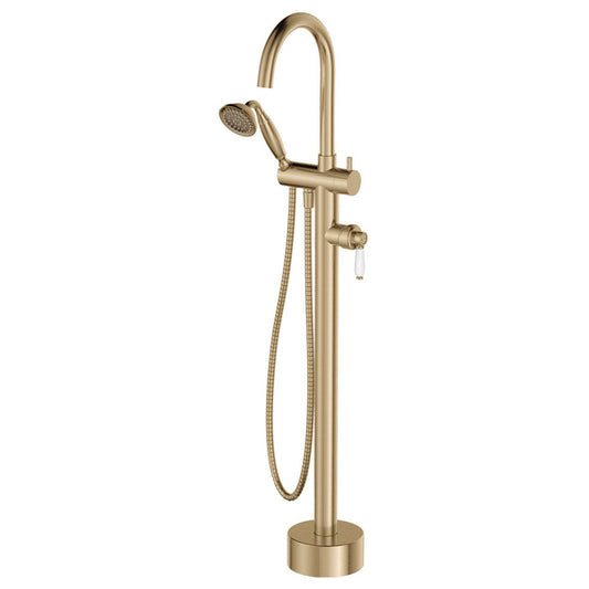 Fienza Eleanor Floor Mixer & Shower, Urban Brass - Ceramic