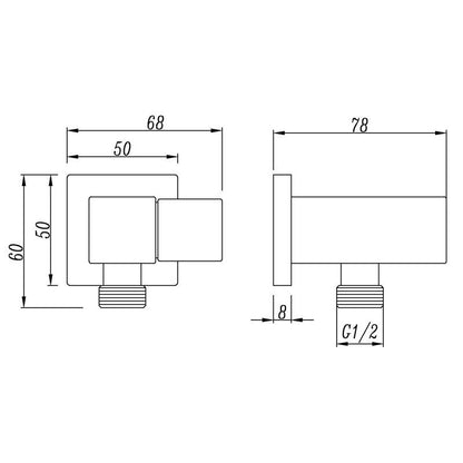 Square Brushed Nickel Shower Holder Wall Connector & Hose Only