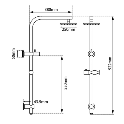 10" Brushed Copper Shower Station