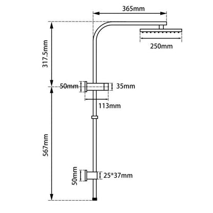 10" Light Brushed Brass Shower Station