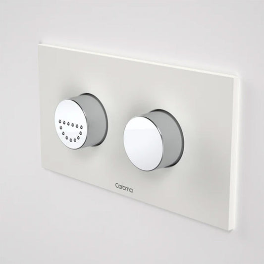 Caroma Invisi Series II Dual Flush Plate & Raised Care Buttons (Plastic), Round, Morning Glow/Pearl