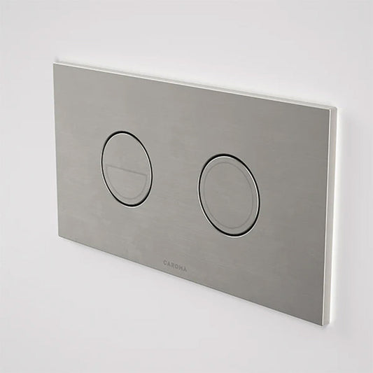 Caroma Invisi Series II Dual Flush Plate & Buttons (Metal) | Round | Brushed Nickel