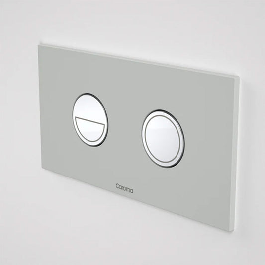 Caroma Invisi Series II Dual Flush Plate & Buttons (Metal) | Round | Light Grey