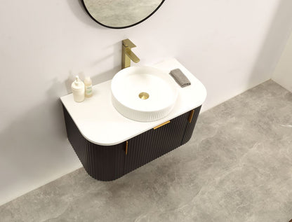 Carysil Forma 900MM Wall Hung Black Side Drawer Vanities