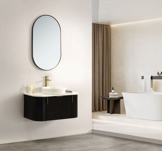 Carysil Forma 900MM Wall Hung Black Side Drawer Vanities