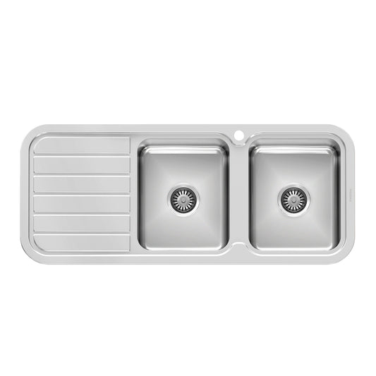1000 Series Double R/H Bowl Sink W/-Drainer W/-Hole