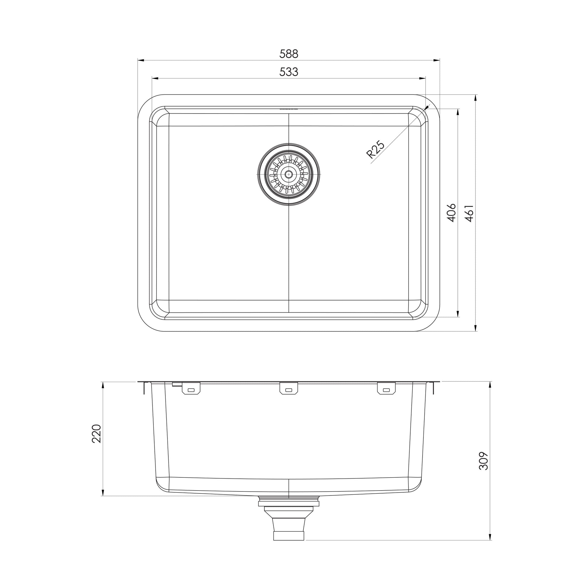 2000 Series Large Single Bowl Under / Over Sink