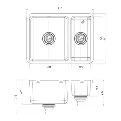 2000 Series 1-1/2 Bowl Under / Over Sink