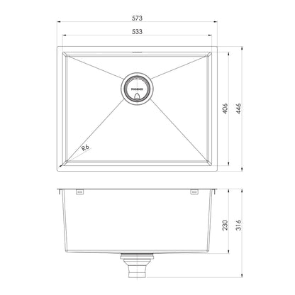 4000 Series Large Single Bowl Under / Over Sink