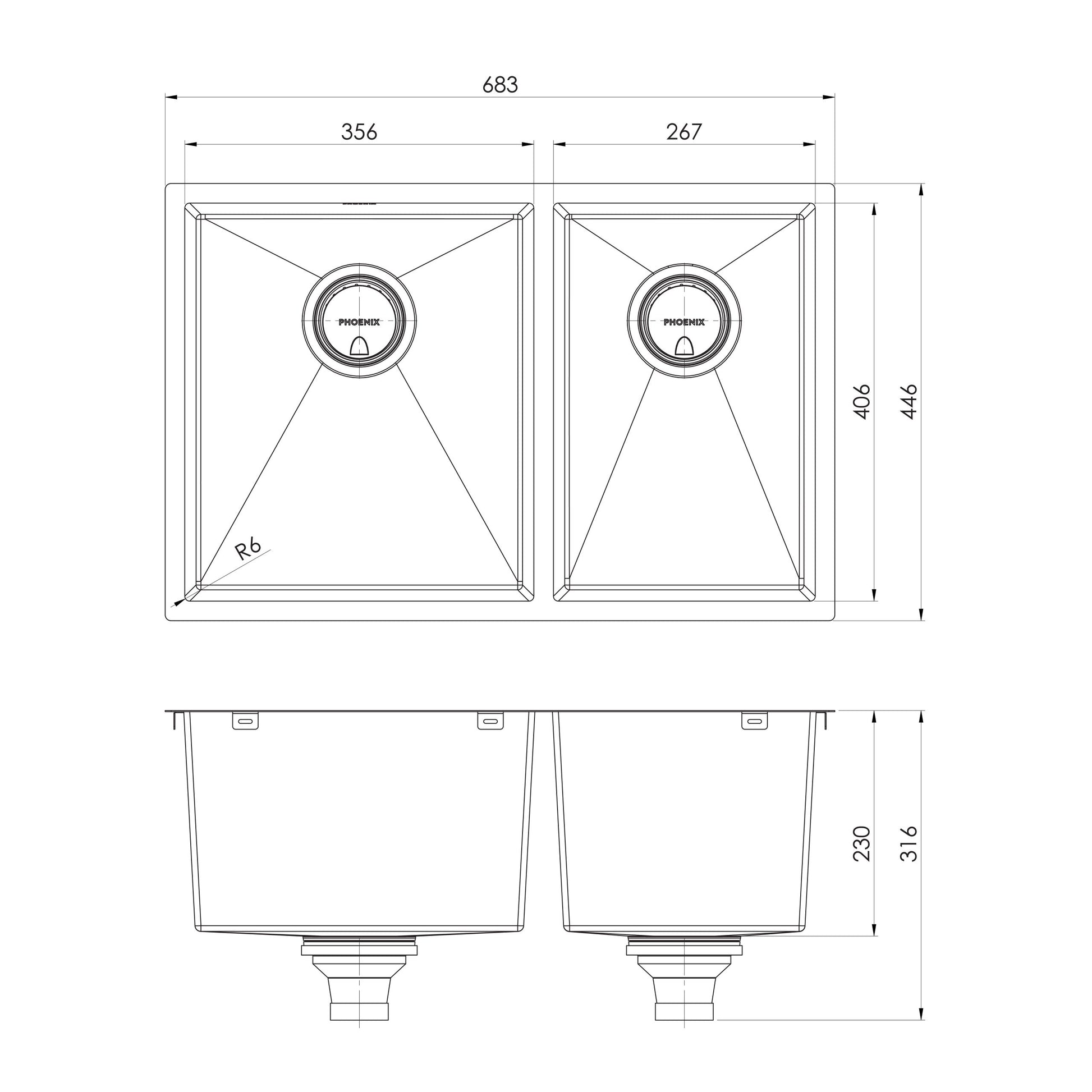 4000 Series 1-3/4 L/H Bowl Under / Over Sink