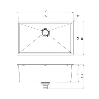 4000 Series Extra Large Single Bowl Under / Over Sink
