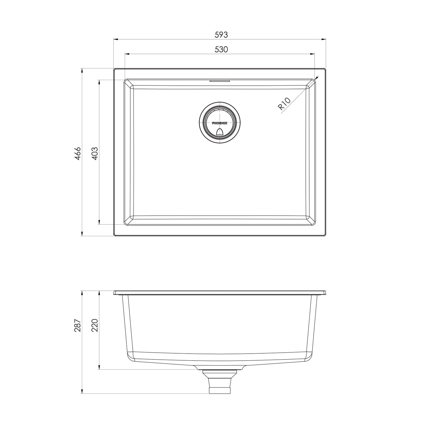 5000 Series Large Single Bowl Under / Over Sink