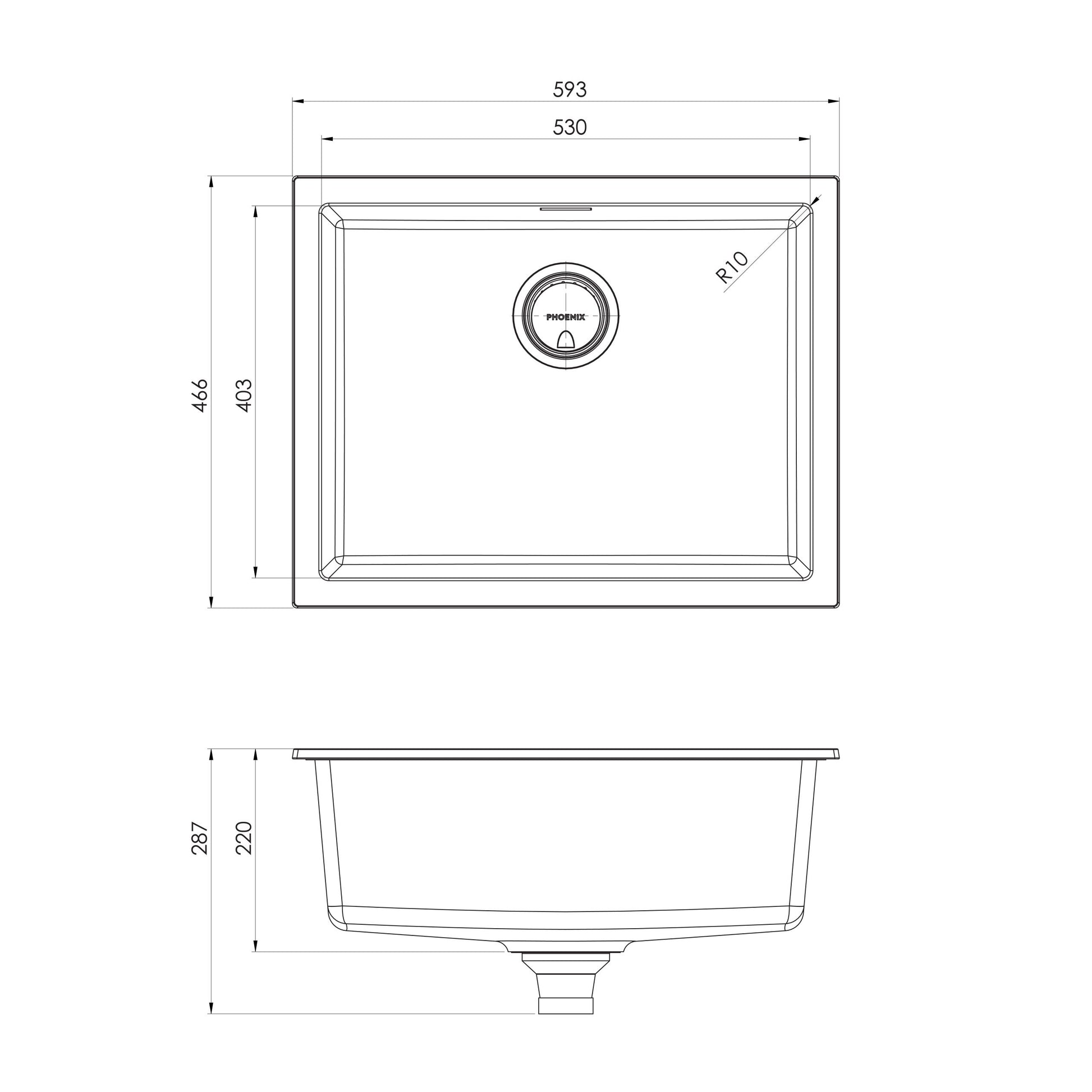5000 Series Large Single Bowl Under / Over Sink