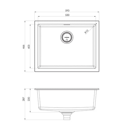 5000 Series Large Single Bowl Under / Over Sink