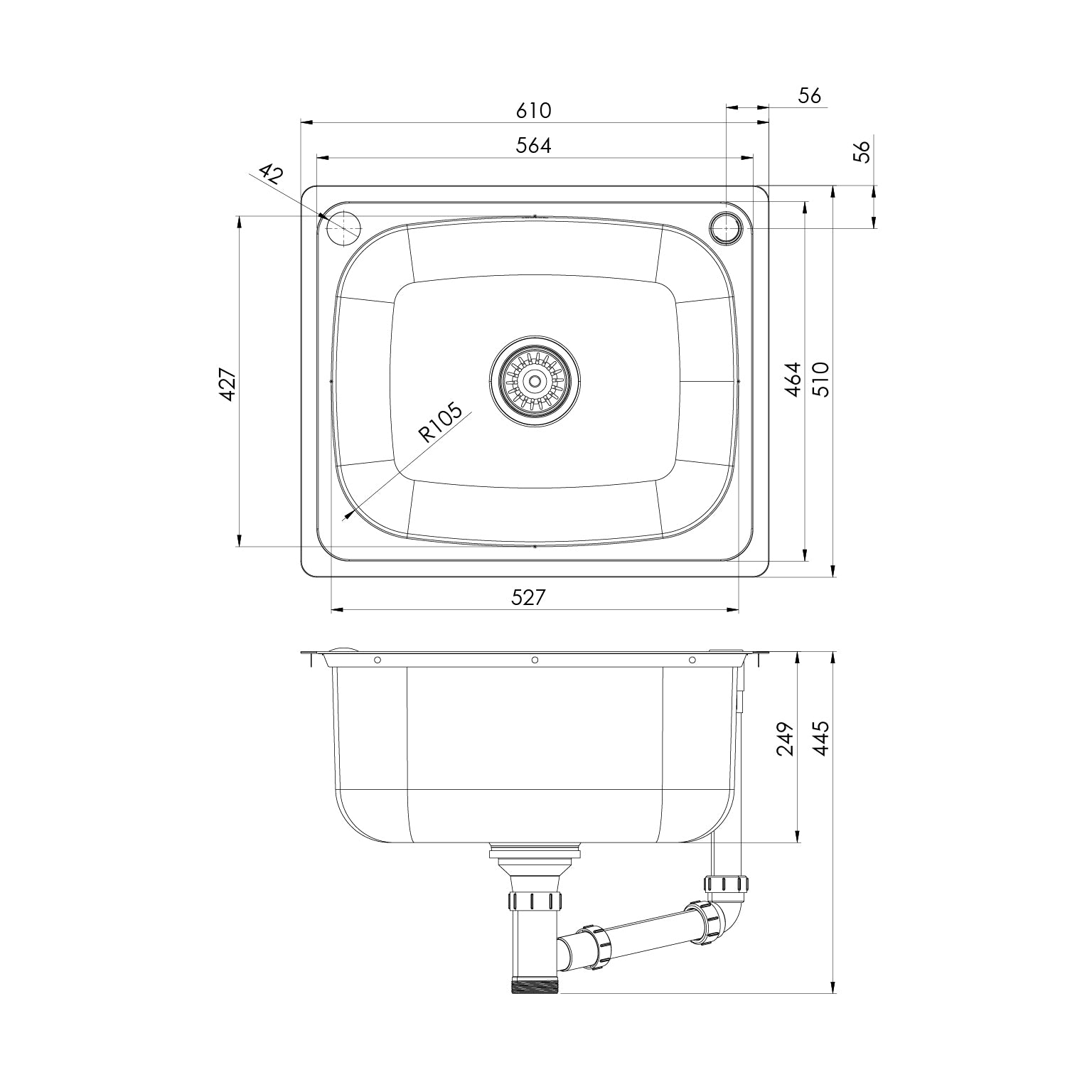 Laundry Trough Single Bowl 50 Litre W/-Holes