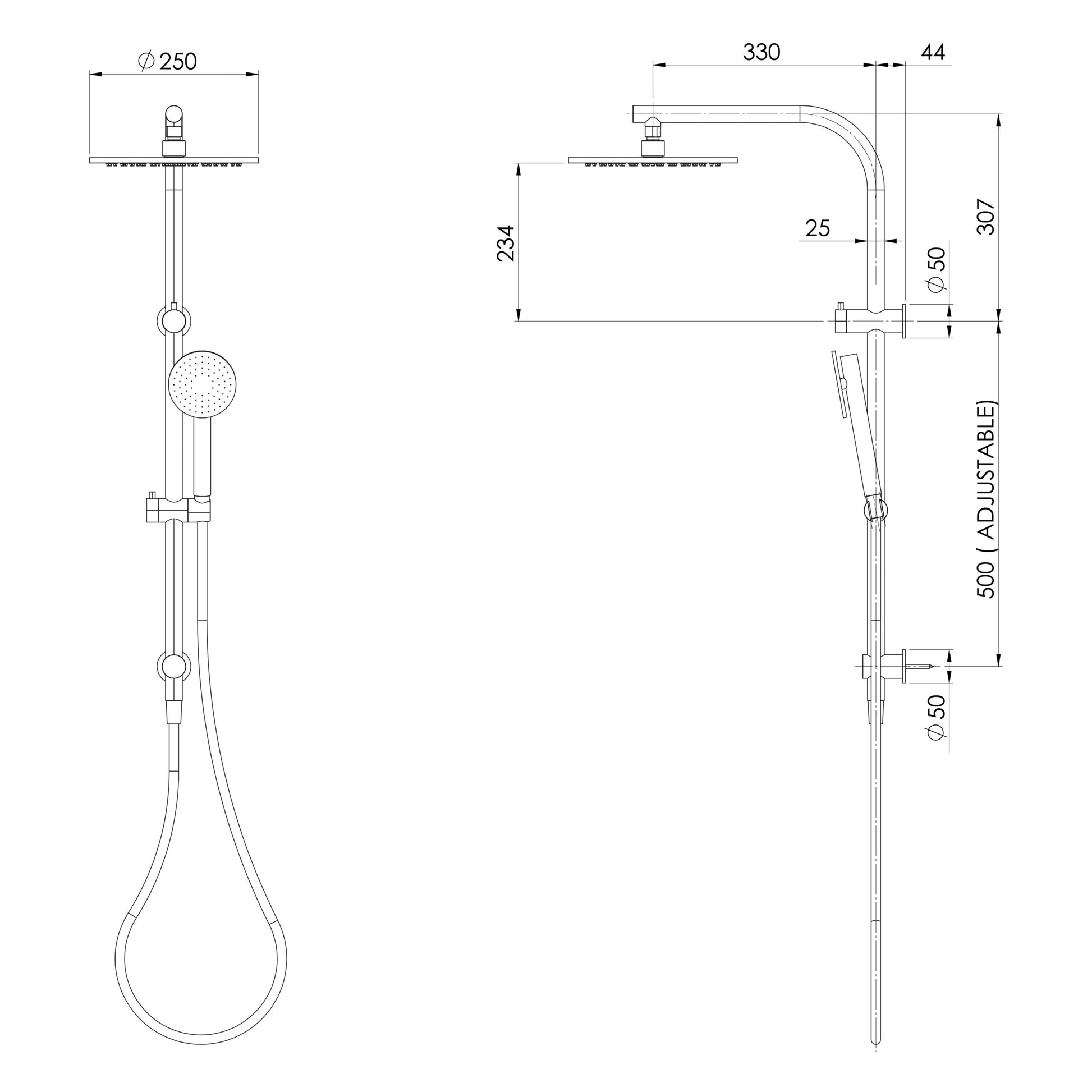 Vivid Slimline SS 316 Twin Shower