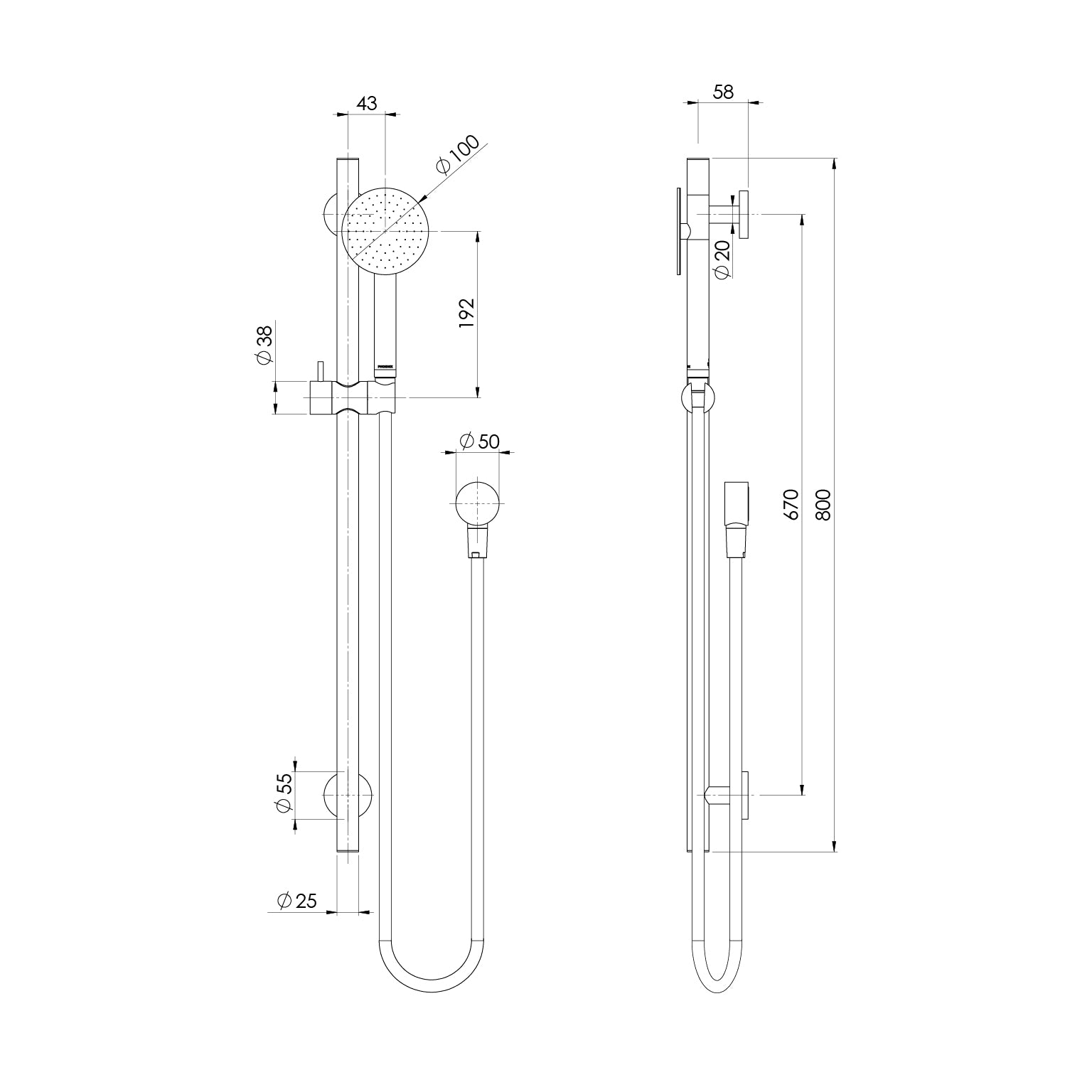 Vivid Slimline SS 316 Rail Shower