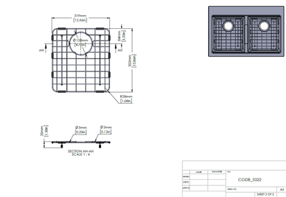 Stainless Steel Gold Sink Grid for Carysil CG2B