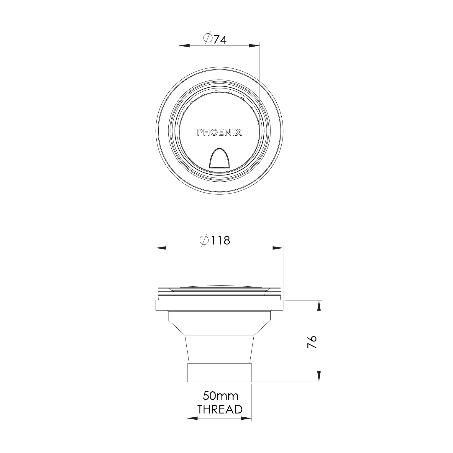 50mm Covered Sink Basket Waste