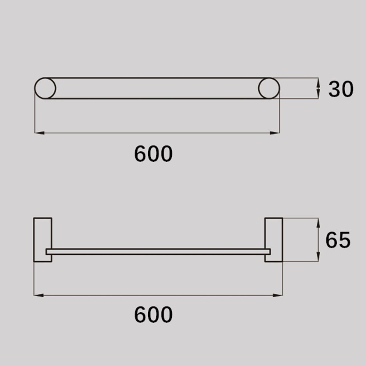 VIVO Single towel Rail 600mm