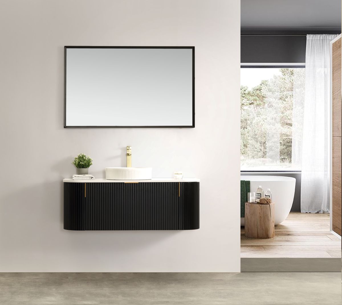 Carysil Forma 1200MM Wall Hung Black Side Drawer Vanities
