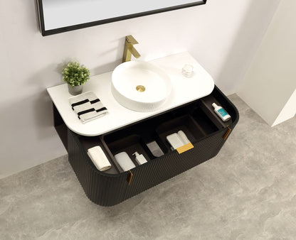 Carysil Forma 1200MM Wall Hung Black Side Drawer Vanities