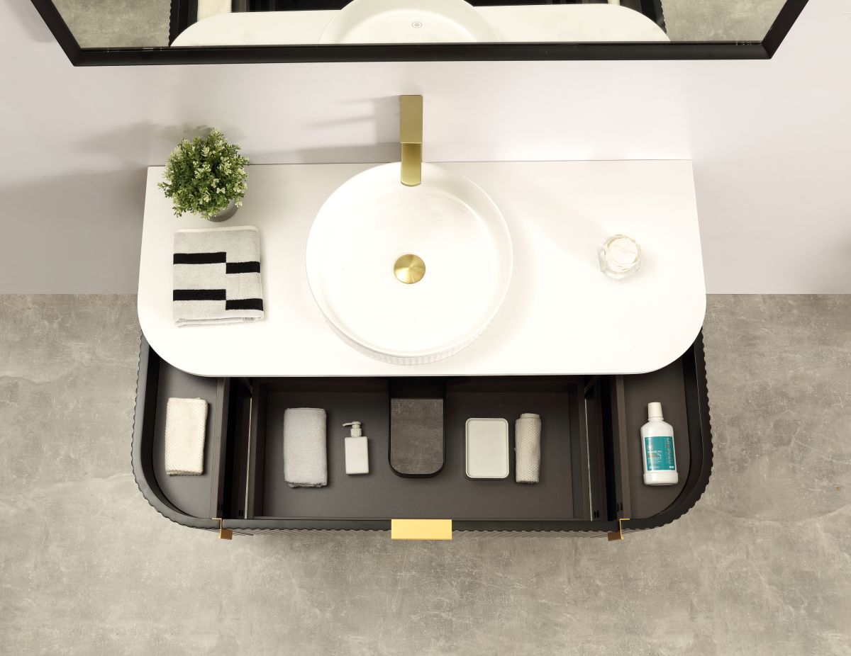 Carysil Forma 1200MM Wall Hung Black Side Drawer Vanities