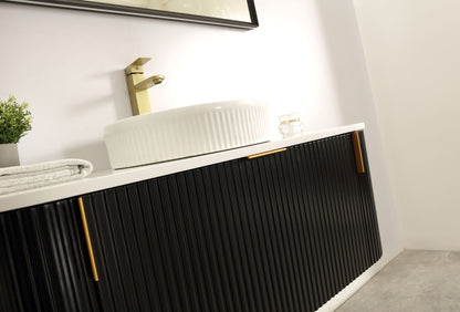 Carysil Forma 1200MM Wall Hung Black Side Drawer Vanities
