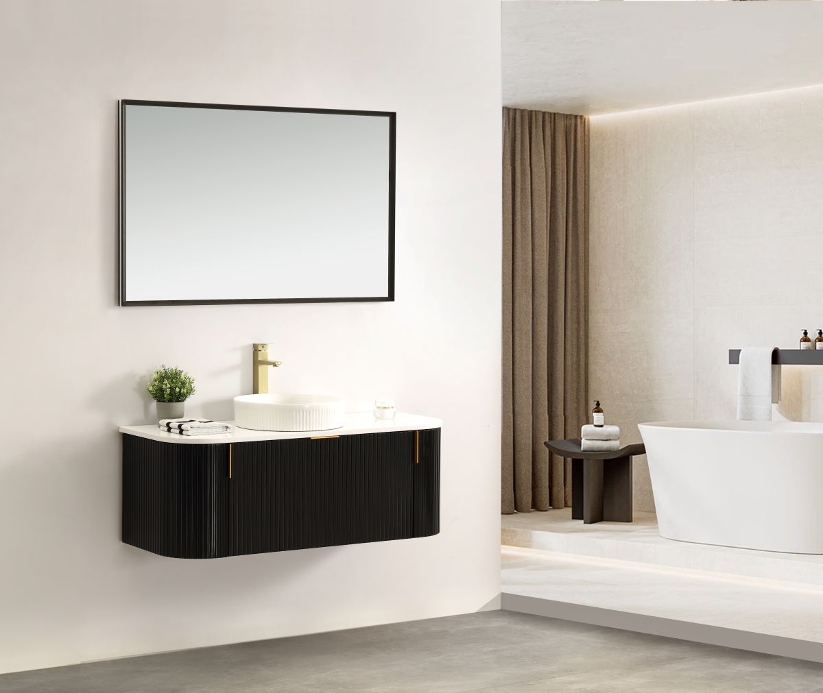 Carysil Forma 1200MM Wall Hung Black Side Drawer Vanities