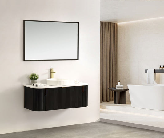 Carysil Forma 1200MM Wall Hung Black Side Drawer Vanities