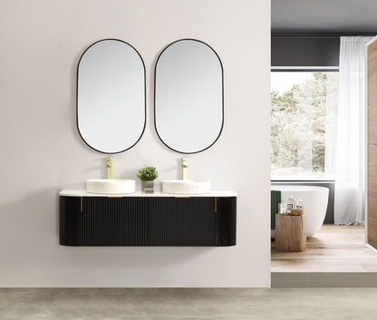 Carysil Forma 1500MM Wall Hung Black Side Drawer Vanities