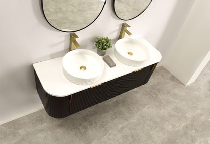 Carysil Forma 1500MM Wall Hung Black Side Drawer Vanities