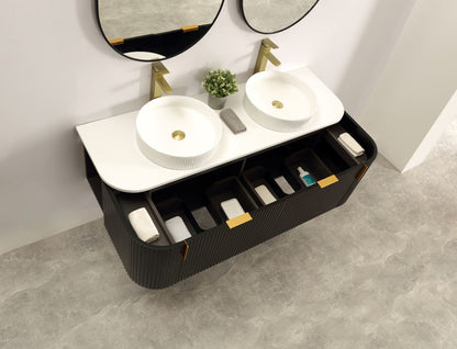 Carysil Forma 1500MM Wall Hung Black Side Drawer Vanities