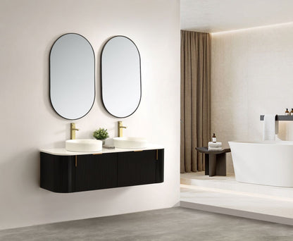 Carysil Forma 1500MM Wall Hung Black Side Drawer Vanities