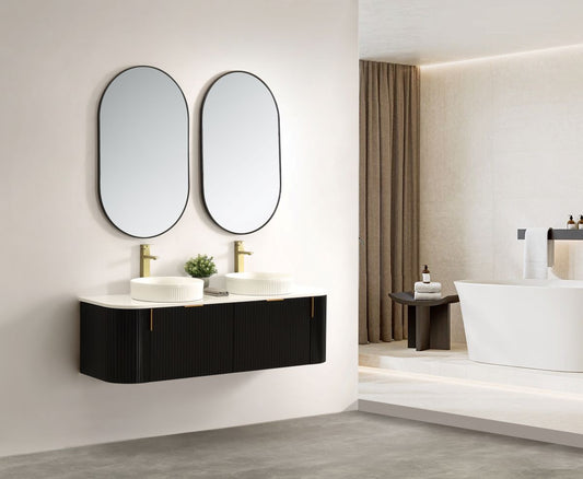 Carysil Forma 1500MM Wall Hung Black Side Drawer Vanities