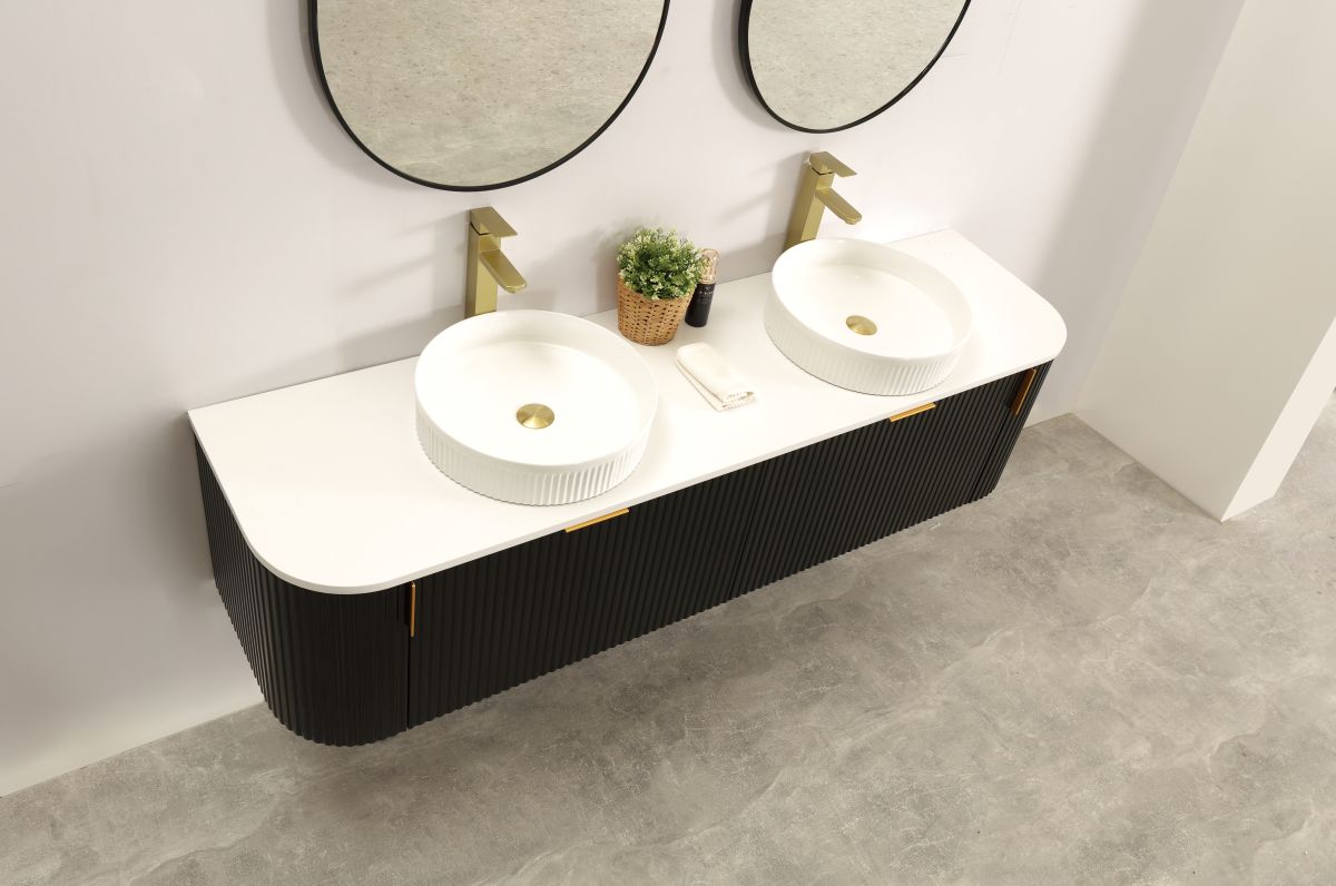 Carysil Forma 1800MM Wall Hung Black Side Drawer Vanities