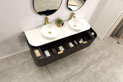 Carysil Forma 1800MM Wall Hung Black Side Drawer Vanities