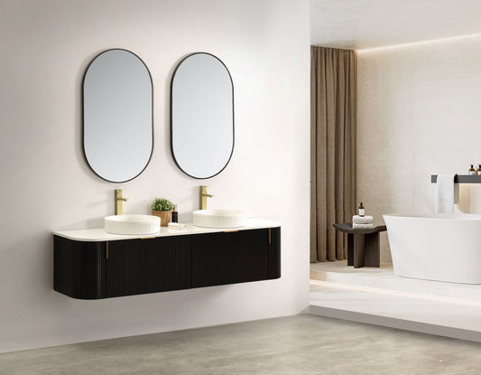Carysil Forma 1800MM Wall Hung Black Side Drawer Vanities