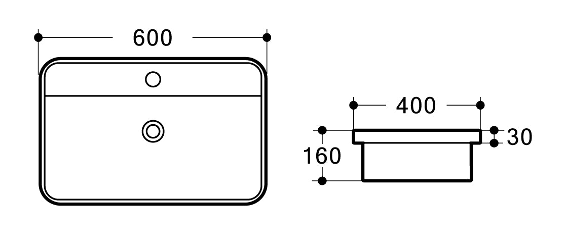 VENICE 600 Semi Insert Basin