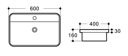 VENICE 600 Semi Insert Basin