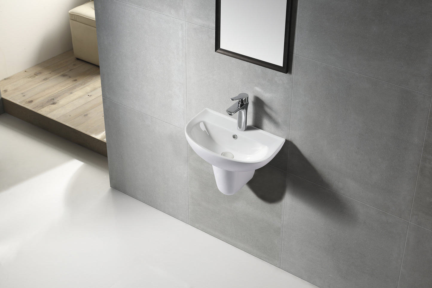 VOLA wall hung basin with shroud (bracket included)